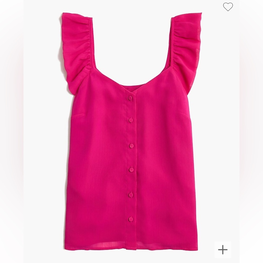 J. Crew pink ruffle button tank W011